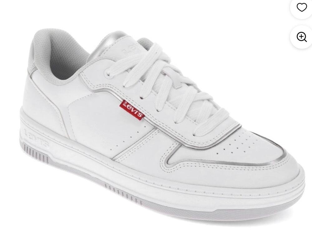 Levi’s Women’s Sneakers White Silver Size 10 Lace-Up Low Top Casual Shoes